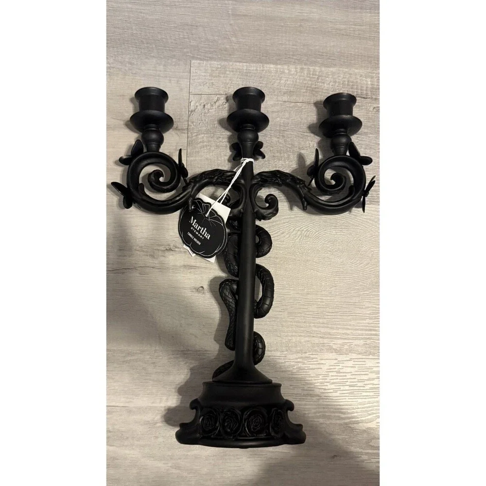 Martha Stewart Halloween Black Candelabra Candle Holder  Snake & Butterfly 2026